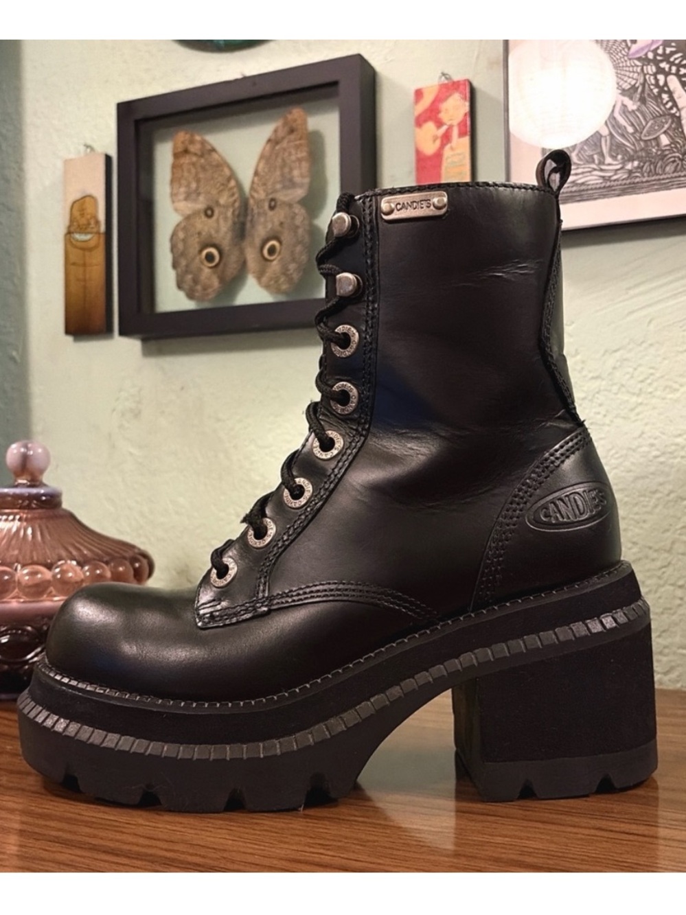 Candie's Black Platform Lace-Up Combat Boots
